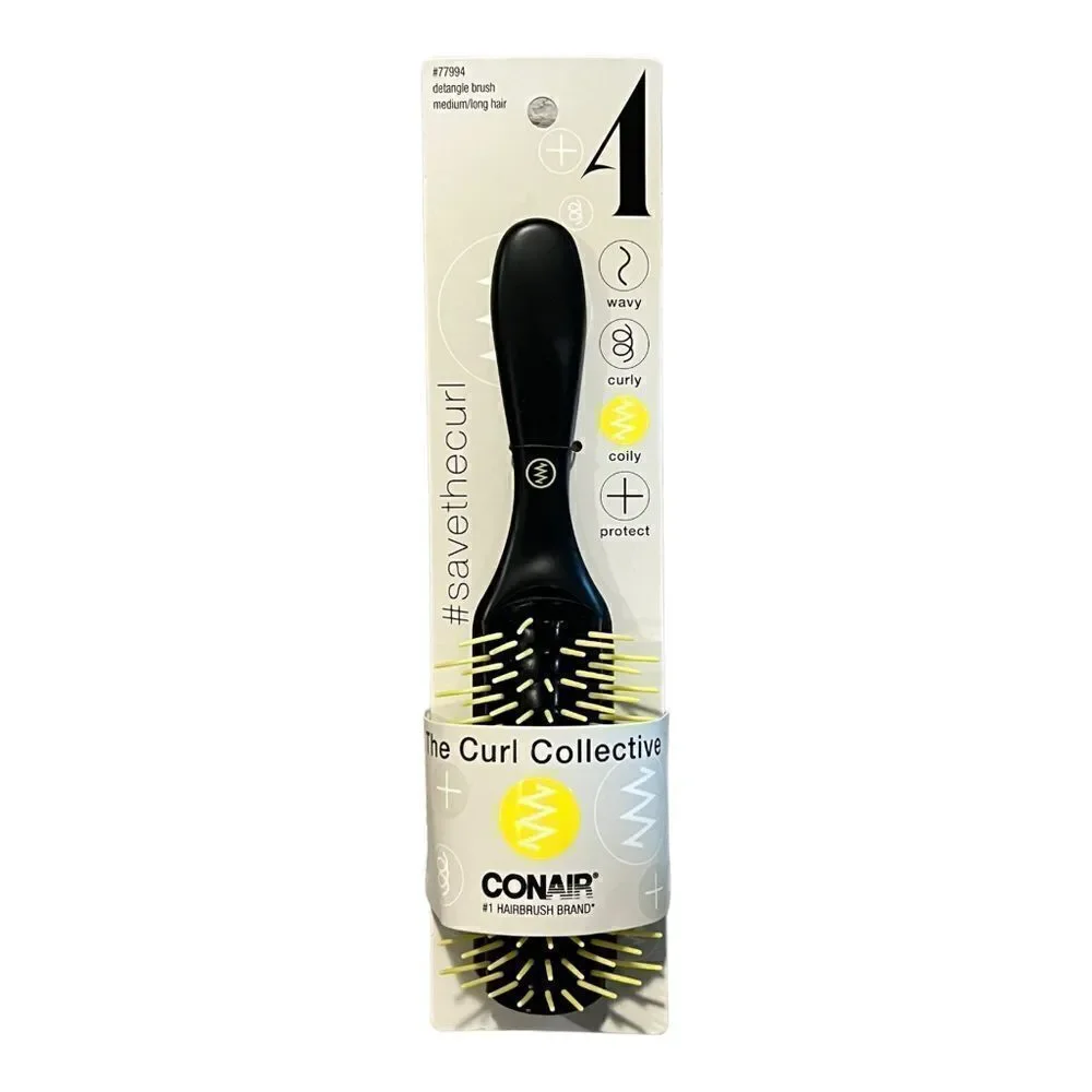 Conair The Curl Collective Detangle Brush for Medium/Long Hair Yellow New